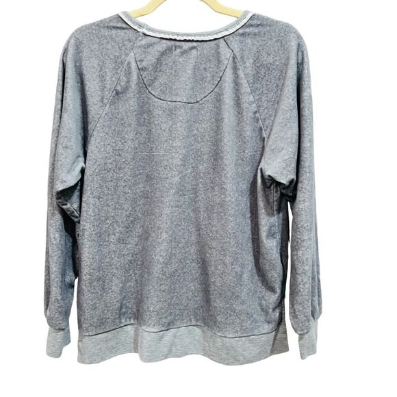 KATE SPADE Dream Big Gray Pajama Top Pullover  Fleece Embroidered Size Medium - Picture 4 of 7